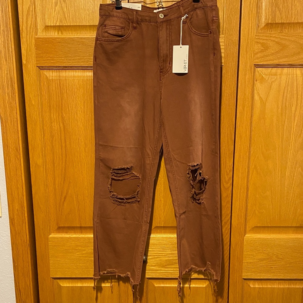 Vervet Leslie 90’s Vintage Flare wide leg raw hem cropped pants jeans size 30